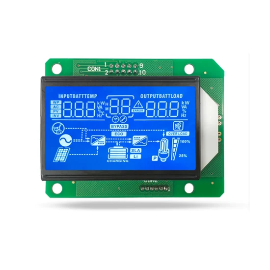 Wechselrichter-USV-7-Segment-LCD-Anzeigemodul USV-Unterbrechungsfreies Strombildschirmmodul Htn Blaue Segmentanzeige